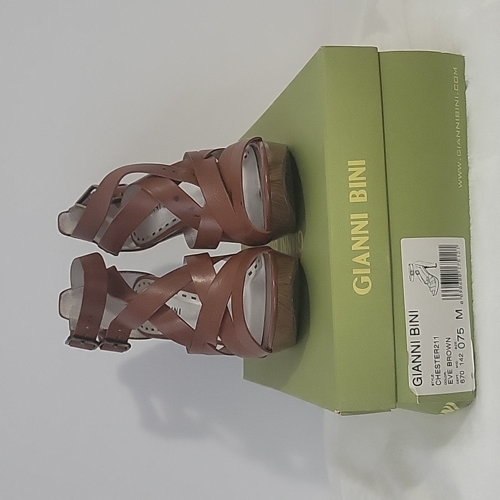 Giani Bernini Eve Brown Strappy Platform Heels